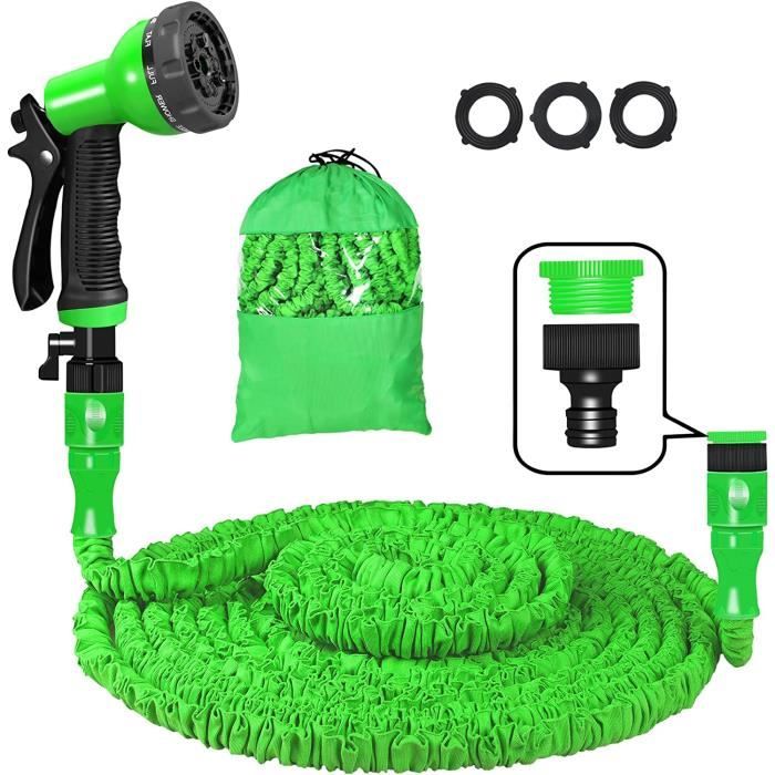 Tuyau Arrosage Extensible 15m - 8 Fonctions Pulvérisation - Lavage Voiture, Jardin, Animaux Tuyau Lavage Voiture