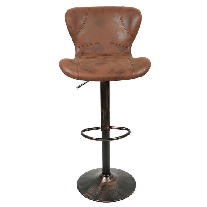 Chaise de bar - GOLDCMN - Lot de 2 - Cuir suédé - Marron