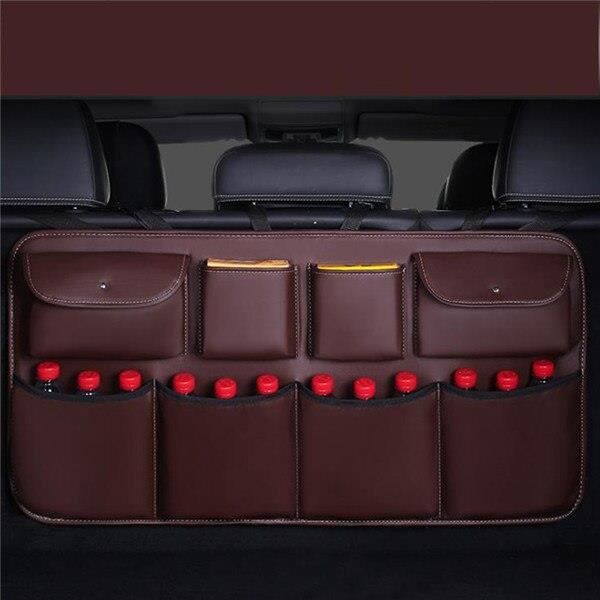 Rangement Siège Arrière Voiture – Sac Suspendu Cuir PU, étanche, Avec Crochets Et Support Téléphone