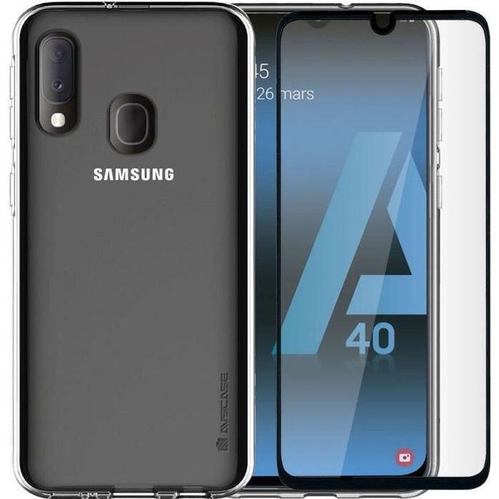 coque et verre tremper samsung a40