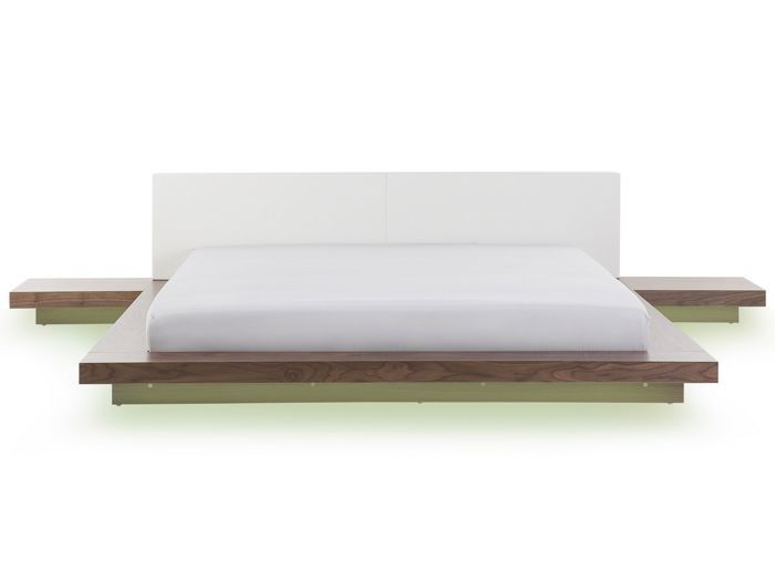 lit japonais avec led 180 x 200 cm bois clair zen