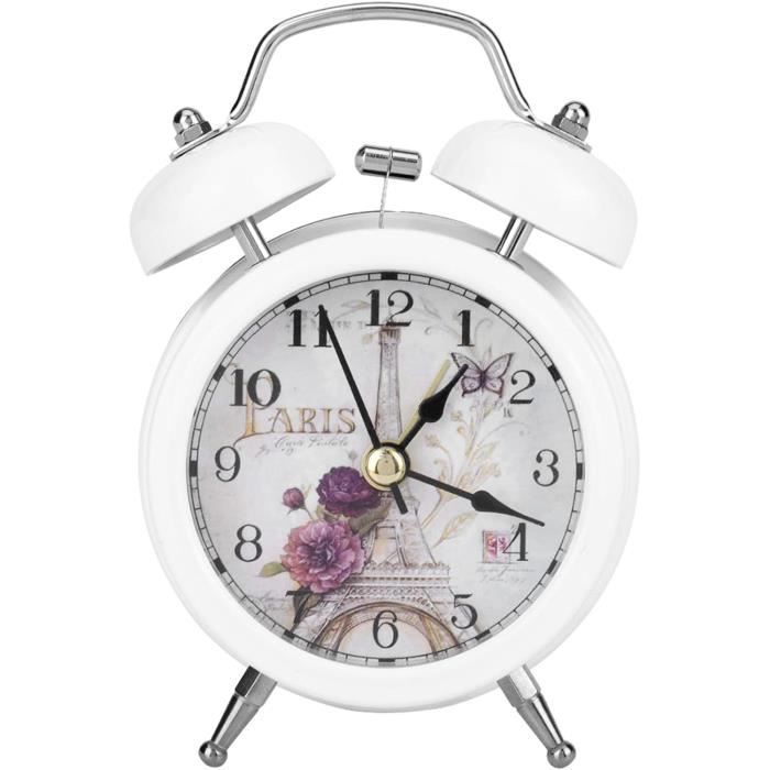 Réveil Matin Rétro ALEENFOON 4 Pouces - Métal - Mouvement Quartz Silencieux - Pile AA (non Fournie)