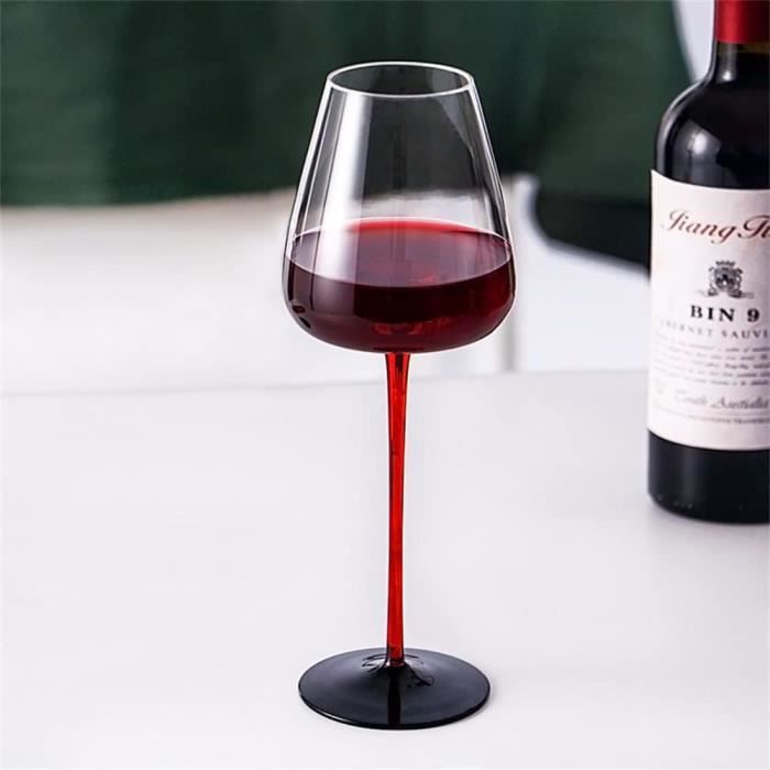 Lot de 6 verres à vin colorés en cristal de 532 ml avec tige – Verre multicolore