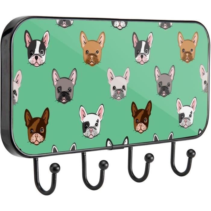 Lot De 4 Porte-clés Amusants En Forme De Bouledogue Français - Résine/métal Pour Clés, Sac Ou Sac à Dos - 10
