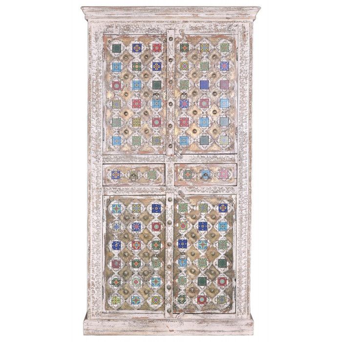 Armoire - Giner y Colomer - Bois de manguier - Détails céramique et bronze - Finition blanchie Armoire - Giner y Colomer - Bois de manguier - Détails céramique et bronze - Finition blanchie