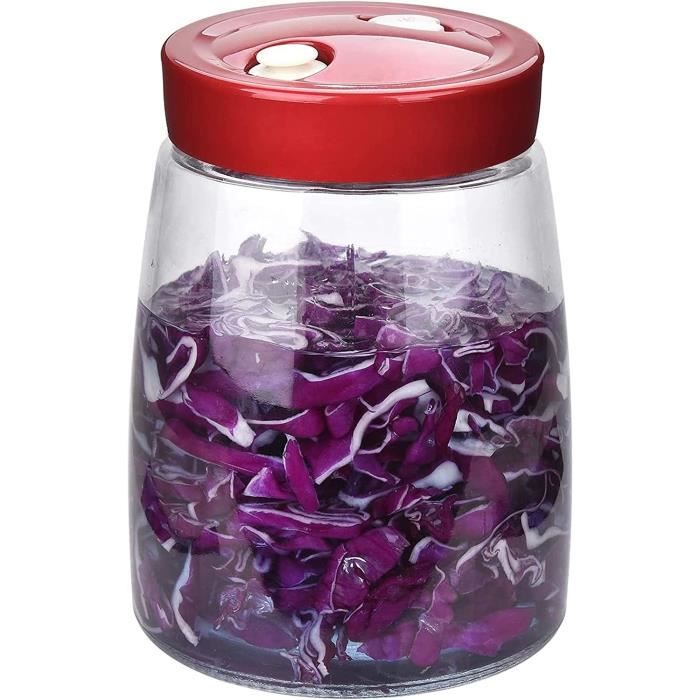 YUEMING Bocal en verre avec passoire, sablier, pot à concombre à retourner, pickle et olive pour séparer le jus des aliments secs et humides, verre à kimchi hermétique pour cornichons, olive, kimchi