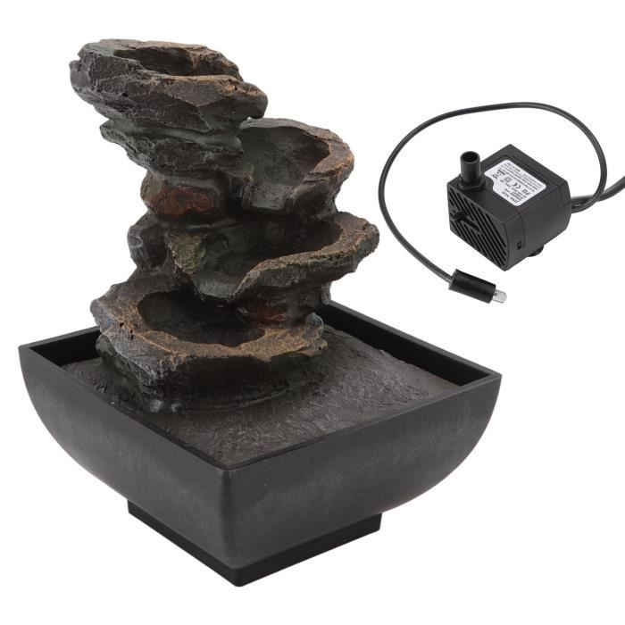 Fontaine De Table Intérieur Avec LED - Décoration Cascade Zen Pour Bureau, Chambre - Résine - 18x15x30cm