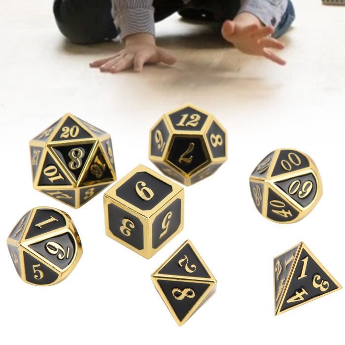 Lot De 7 Dés Polyédriques En Laiton Massif – D&D, Pathfinder, Warhammer, Finition Dorée