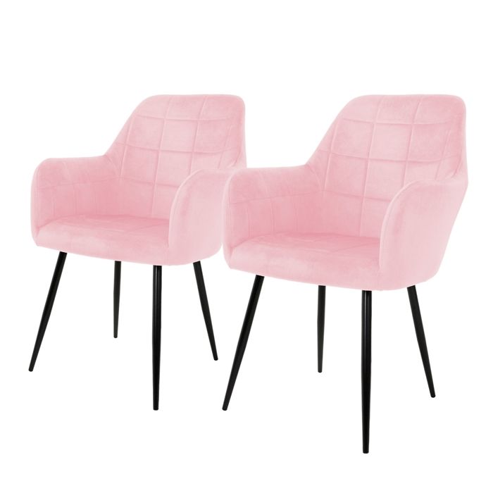ECD Germany Lot de 2 Chaises de Salle à Manger Cuisine Salon Séjour - Rose - Assise Siège Rembourrée en Velours Structure ECD Germany Lot de 2 Chaises de Salle à Manger Cuisine Salon Séjour - Rose - Assise Siège Rembourrée en Velours Structure