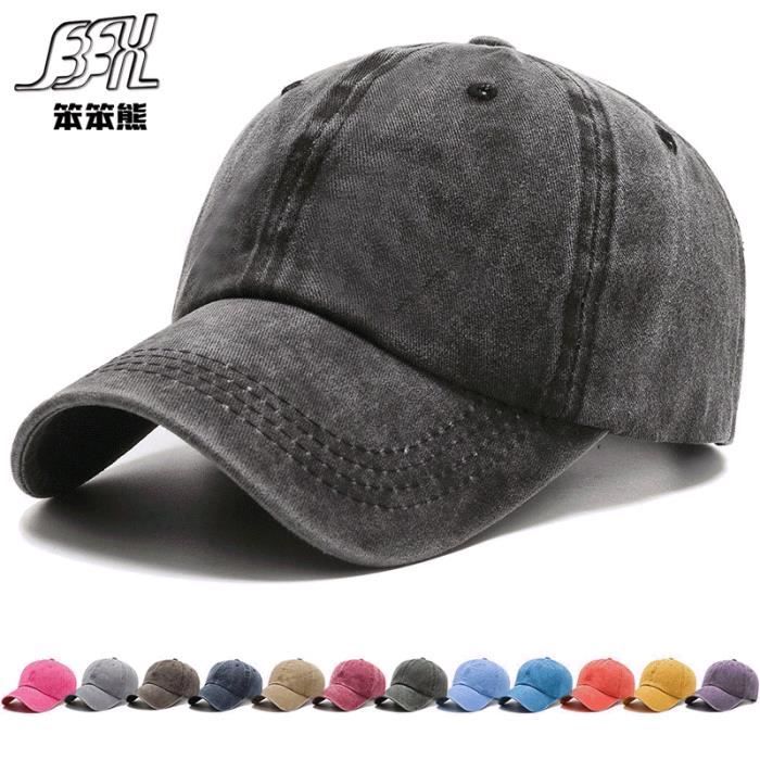 Casquette de baseball réglable vintage en coton délavé doux, Beige/Beige/Gris, Taille unique