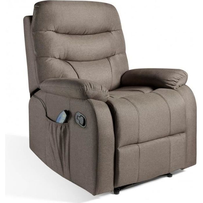 ecode fauteuil massage et relax imperial recouvert en tissu eco-8500 marron