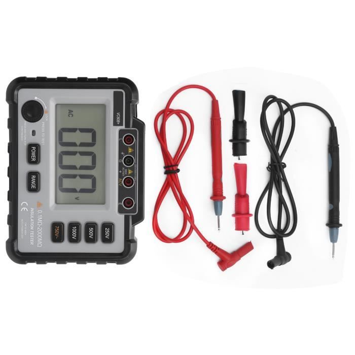 Mégohmmètre Numérique MH15 - Testeur Résistance Isolation 100V/250V/500V/1000V, écran LCD Rétroéclairé