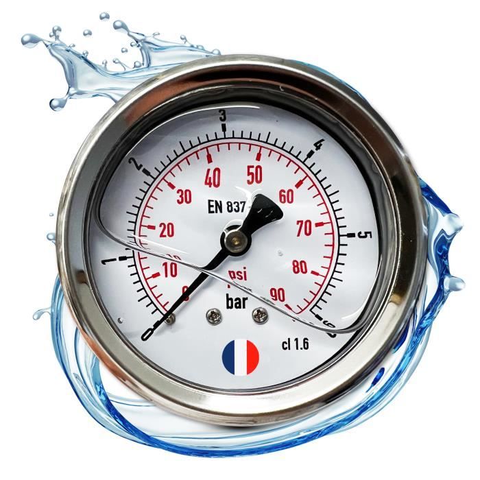 Manomètre Pression Eau Laiton - Pour Filtre à Sable Piscine, Aquarium, étang - Raccord 1/4"