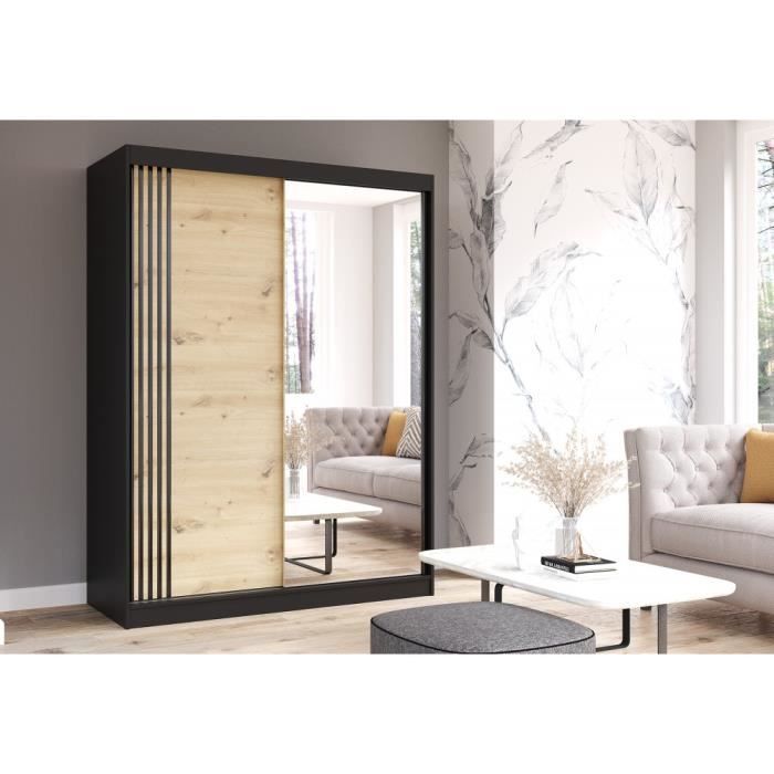 Armoire de chambre avec miroir 2 portes coulissantes Style