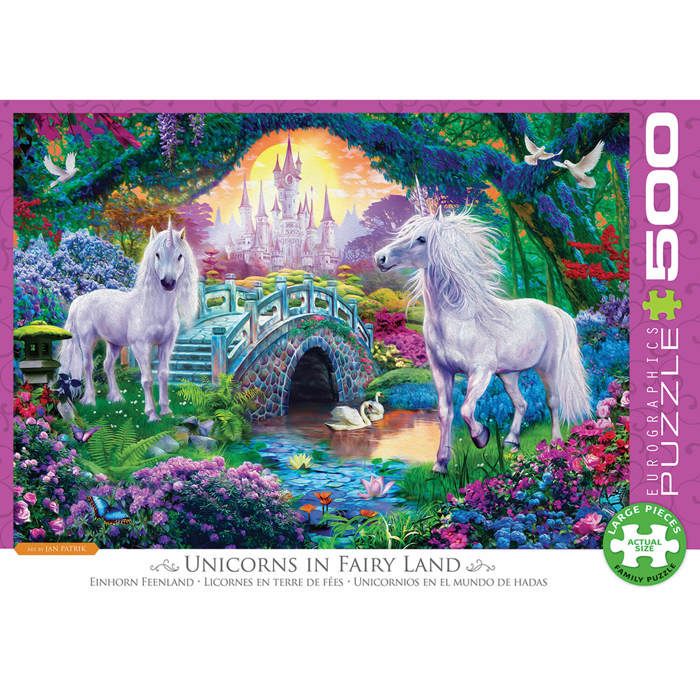 Puzzle 500 pièces XL : Licornes au pays des fées