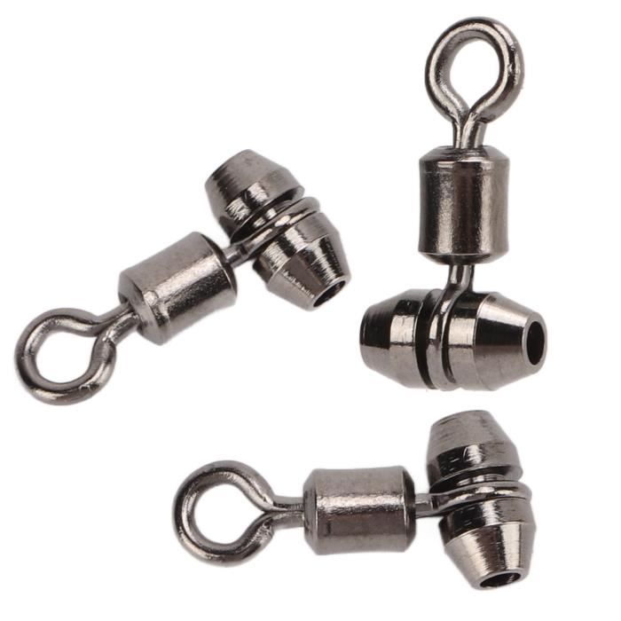 50 émerillons Roulants De Pêche SPYMINNPOO – Inox – Avec Mousqueton – NEUF