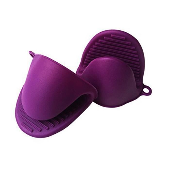 2 Mitaines De Four En Silicone Résistantes à La Chaleur - Mini Gants De Cuisine Pour Saisir Plats Chauds - Noir