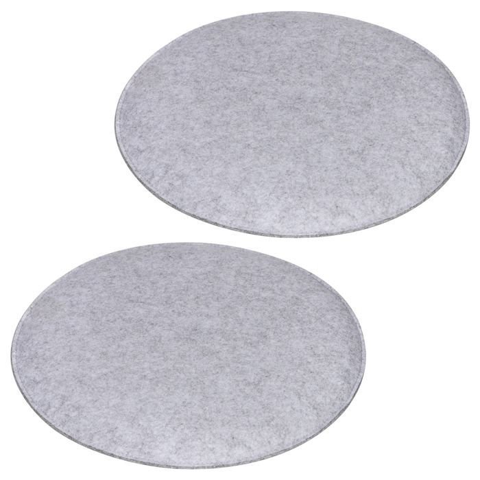 Lot de 2 coussins dassise JONITA pour chaises de salle à manger ou bureau galettes de chaise ou fauteuil rondes en feutre gris