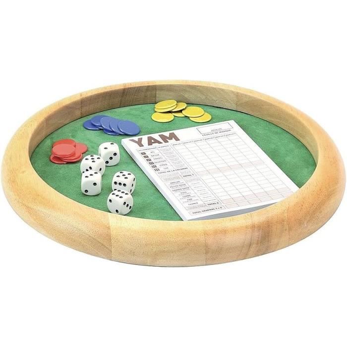 Jeujura - Piste De Dés Yam Complet - 5 Dés, 21 Jetons, 1 Bloc De Score - NEUF