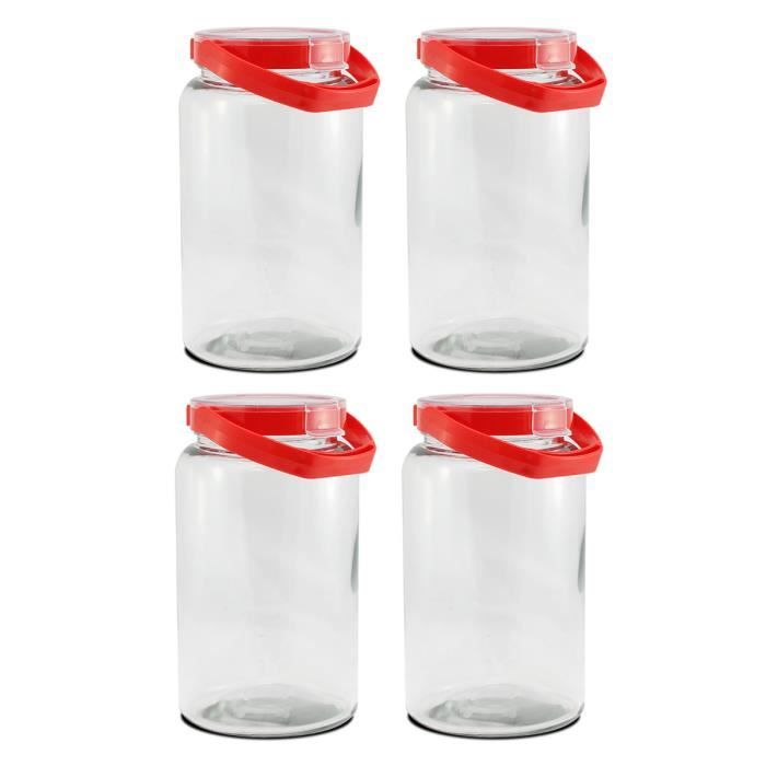 Lot De 4 Bocaux Hermétiques En Verre Primizie 200ml - Joint Caoutchouc - Pour Conserves, Légumineuses, épices