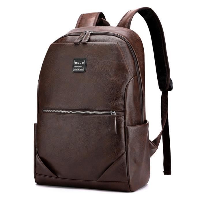 Sac à Dos En Cuir PU, étanche, Avec Port USB, Mode Voyage, Noir
