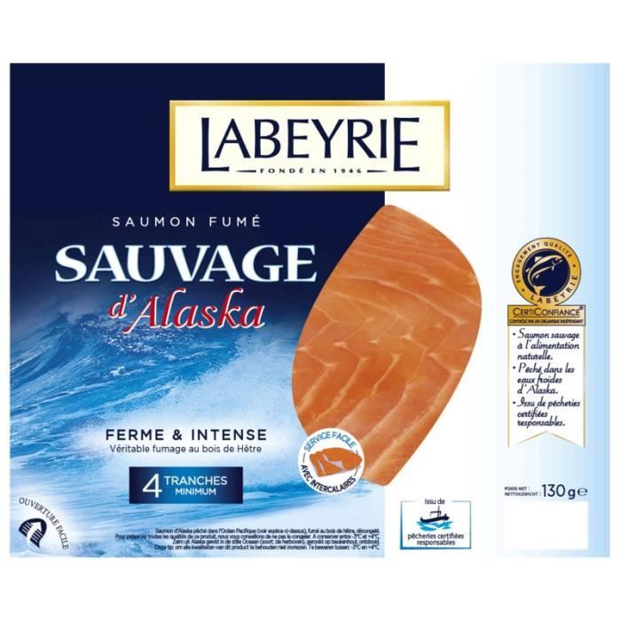 LABEYRIE Saumon fumé sauvage d'Alaska 4 tr 130 g - Cdiscount Au quotidien