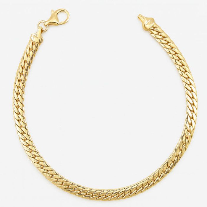 Bracelet Or Jaune Véritable - Maille Anglaise – Femme Bracelet Or Jaune Véritable - Maille Anglaise – Femme