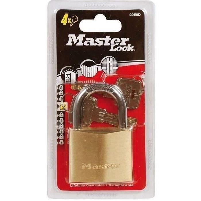 Cadenas en laiton massif 50 mm - MASTER LOCK - 2950EURD - Anse acier 30 mm - Haute sécurité