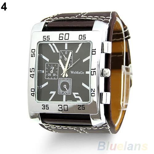 Montre Homme OLEVS Carrée Chronographe Cuir Dorée - Étanche 30m - Quartz - Neuve Avec Étiquettes