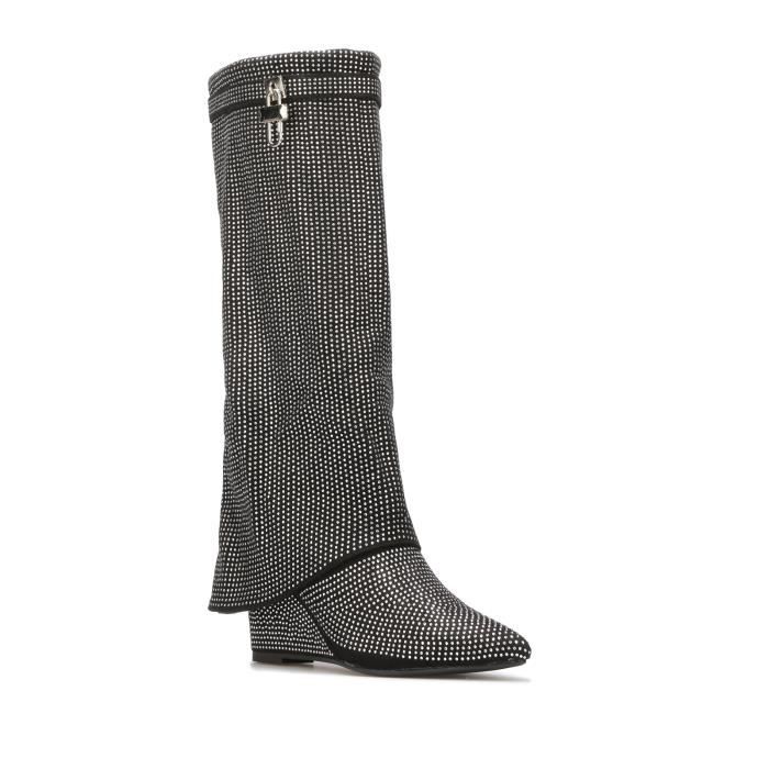 La Modeuse-Bottes, cuissardes-Bottes compensées dotées d'un revers