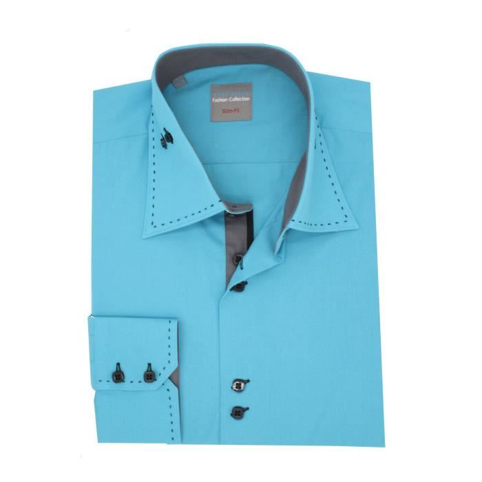 chemise homme turquoise