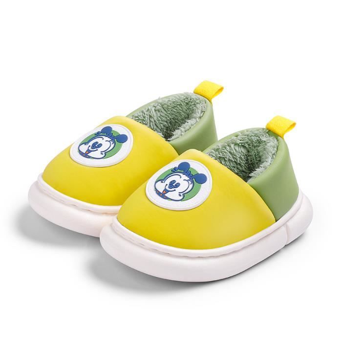 Chausson Enfant Fille Petit Chausson fourré Pantoufle Chausson Garçon Hiver  Jaune - Bébé - Antidérapants