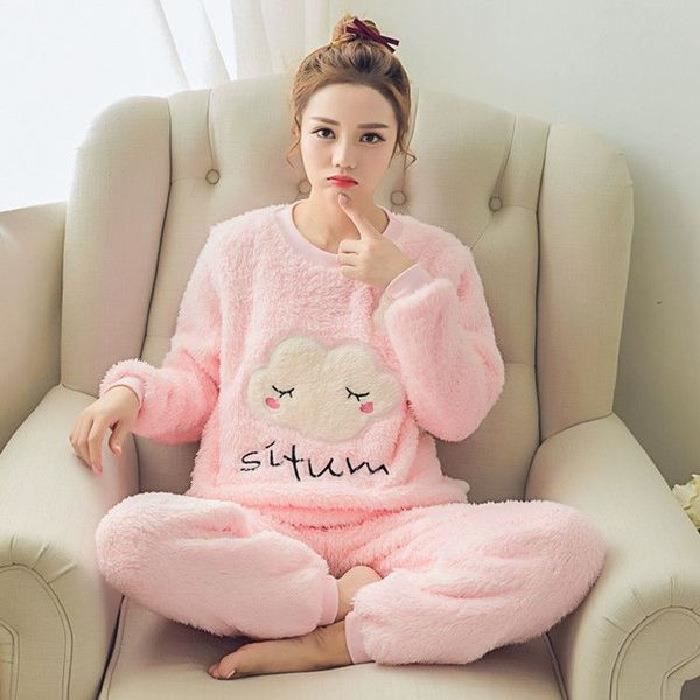 Pyjama Polaire Femme Hiver Chaud Pyjama Ensemble Pyjama à Manches Longues Hiver  Pyjama d'intérieur Rose - Cdiscount Prêt-à-Porter