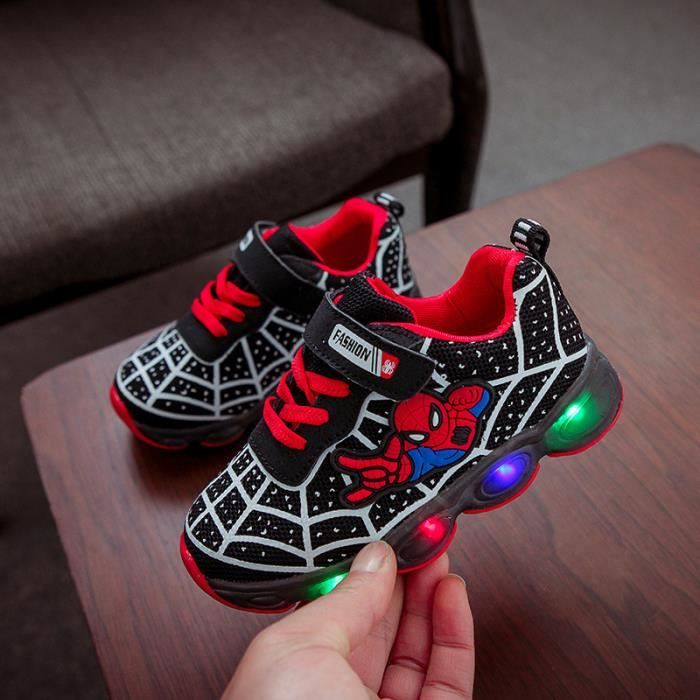 Enfant Chaussure Basket Lumineuse pour Garcon Spiderman