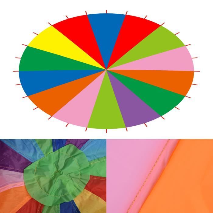 Parachute De Jeu Arc-en-ciel Pour Enfants - Diamètre 6 Mètres - Tissu Oxford Résistant - Jeux Coopératifs En Plein Air - 5