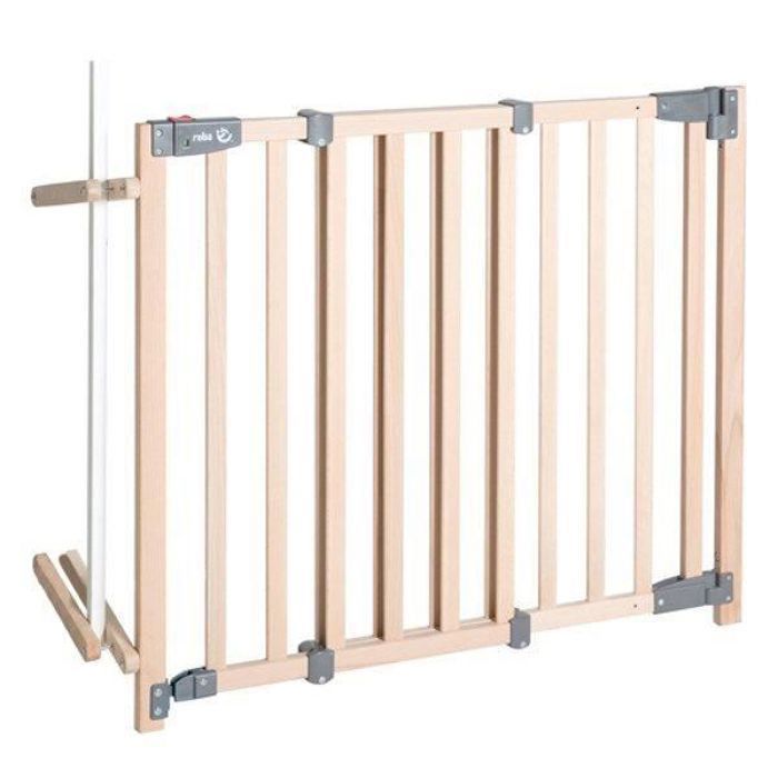 Barriere+de+Securite+Bebe+pour+Escalier+Safety+Up+-+ROBA+-+Largeur+de+93.5+à+120.5+cm+-+Bois+Naturel