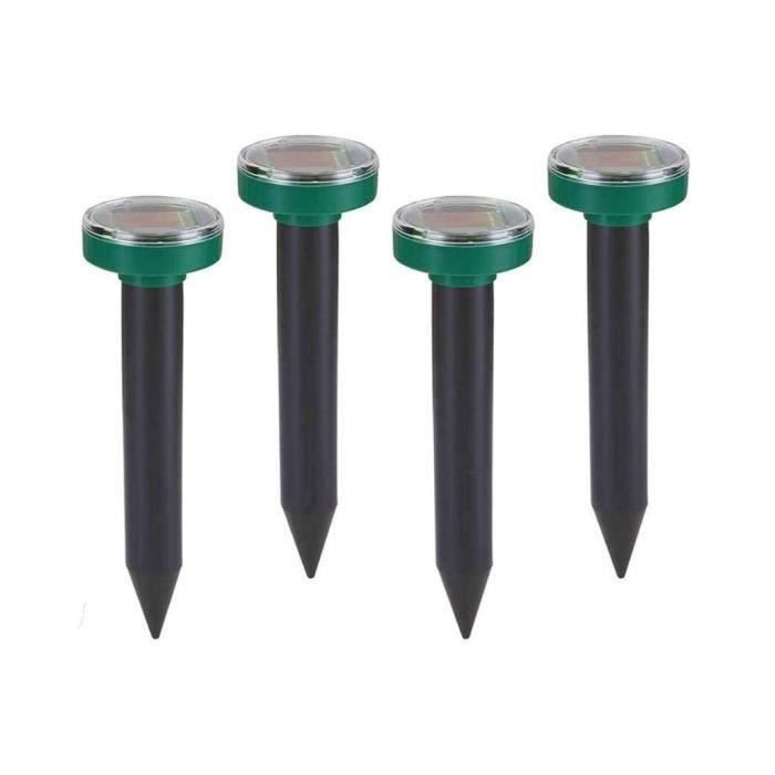 Lot De 4 Répulsifs Solaires Anti-Taupes à Ultrasons IP55 - Protection Jardin Et Pelouse