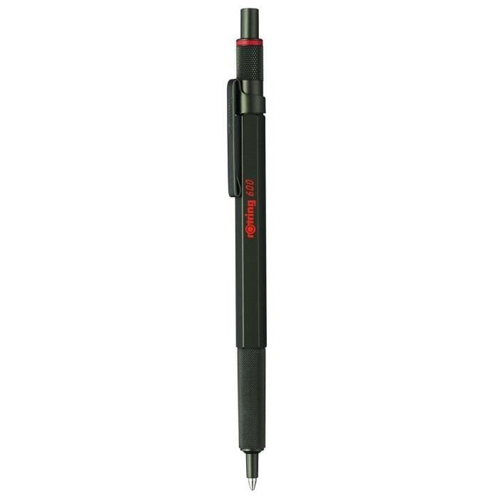ROtring 600 Stylo Bille Rechargeable | Corps Métallique Or | Pointe Moyenne Encre Noire | Design Hexagonal