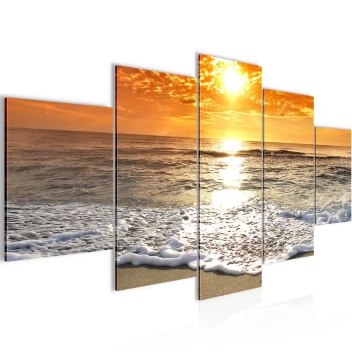 CREATCABIN Décoration Murale Métal Lever Soleil - Sculpture Mer Noire Découpée Laser 18x35cm
