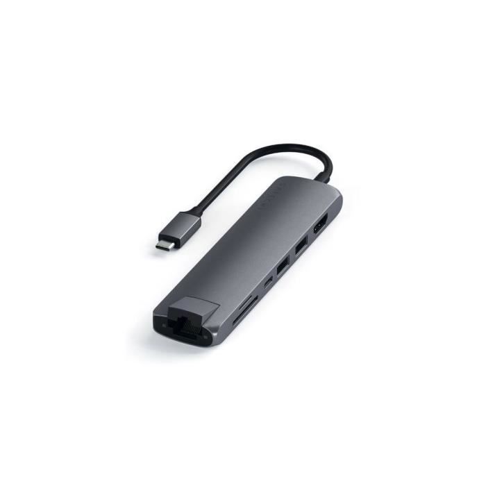 Hub USB-C slim avec adaptateur Ethernet Satechi aille unique Gris-Argent