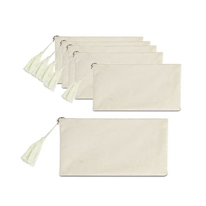 20Pcs Canvas Zipper Pouch Bags Canvas Makeup Bags Pencil Case Blank DIY Craft AU