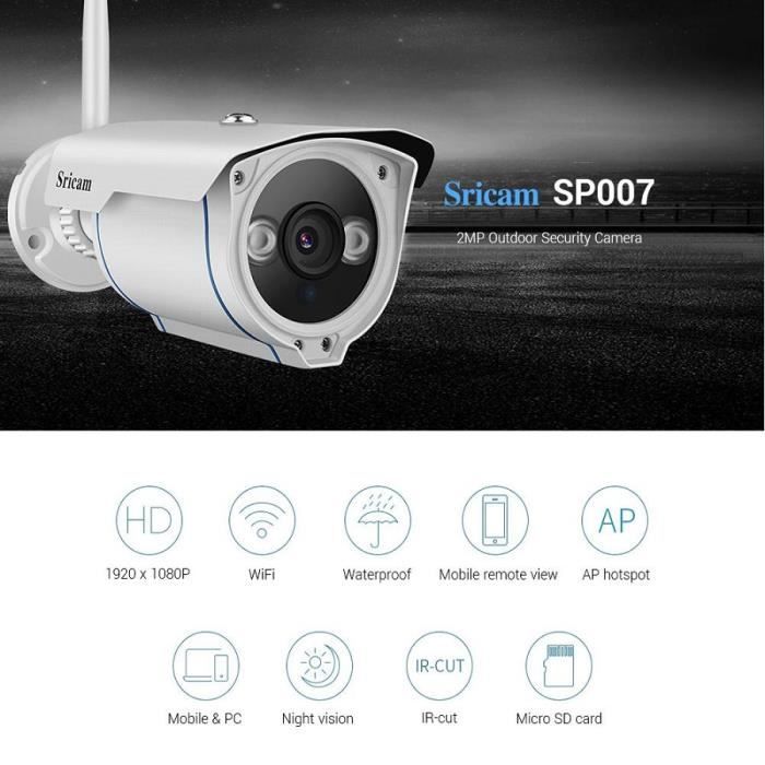 Support ONVIF SMONET 1080P Full HD Cam/éra Surveillance Domestique Int/érieur et Ext/érieur Vision Nocturne de 20M et APP Gratuite POE Cam/éra de S/écurit/é