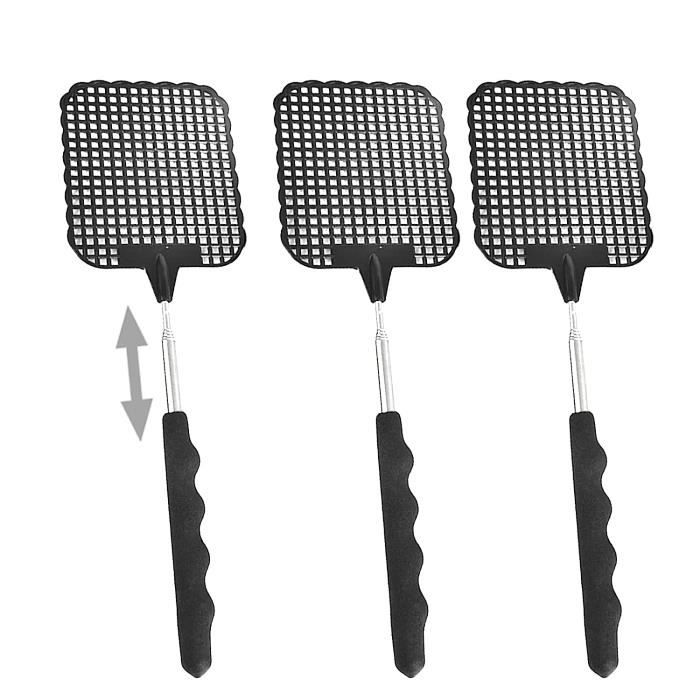 Tapette Télescopique 4 Tapettes à Mouches Télescopiques - Longueur 73cm Déplié - Colorées - Pour Intérieur/Extérieur Accessoire Maison Jardin