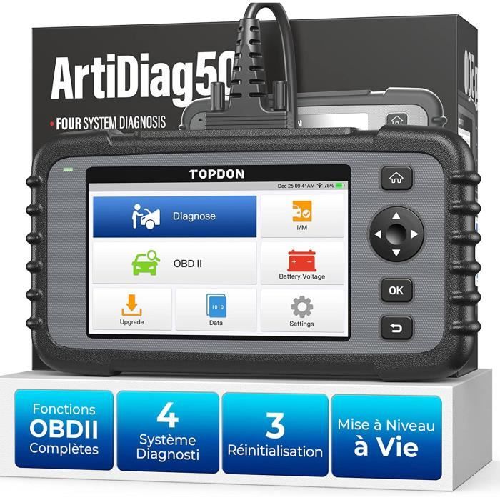 TOPDON Outil de Diagnostic ArtiDiag500 OBD2 Scanner pour Moteur