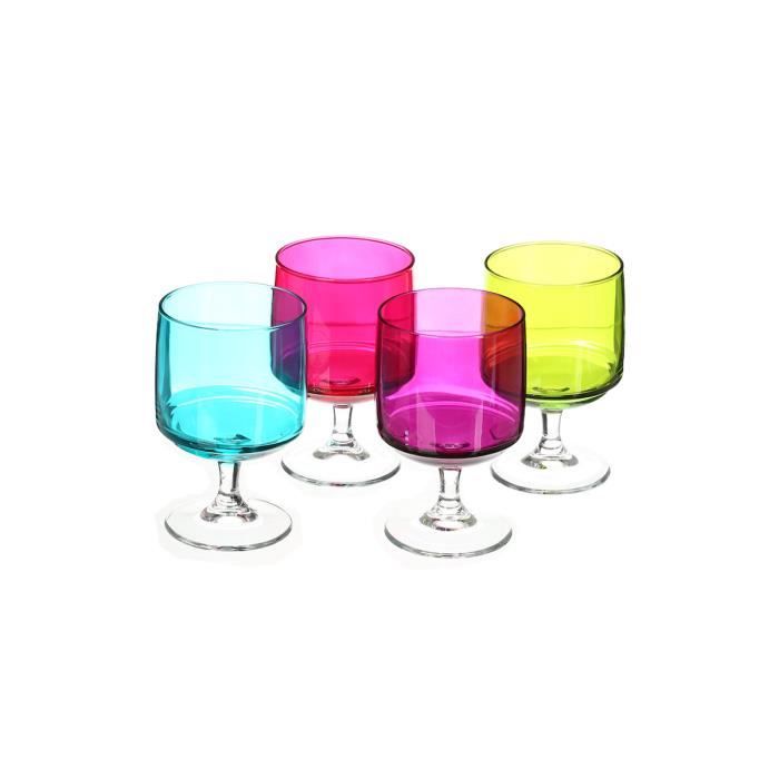 Lot De Verres Colorés En Verre Givré Avec Motif Fleuri - 400 Ml - Idéal Pour Cadeau Ou Déco De Table