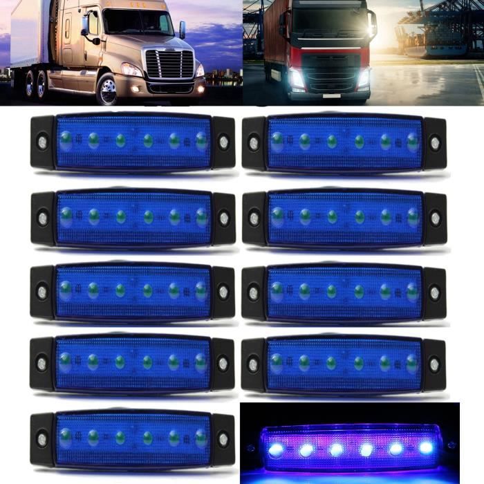 10X 12V SMD 6 LED BLEU FEUX DE GABARIT CAMION CARAVANE SHASSIS