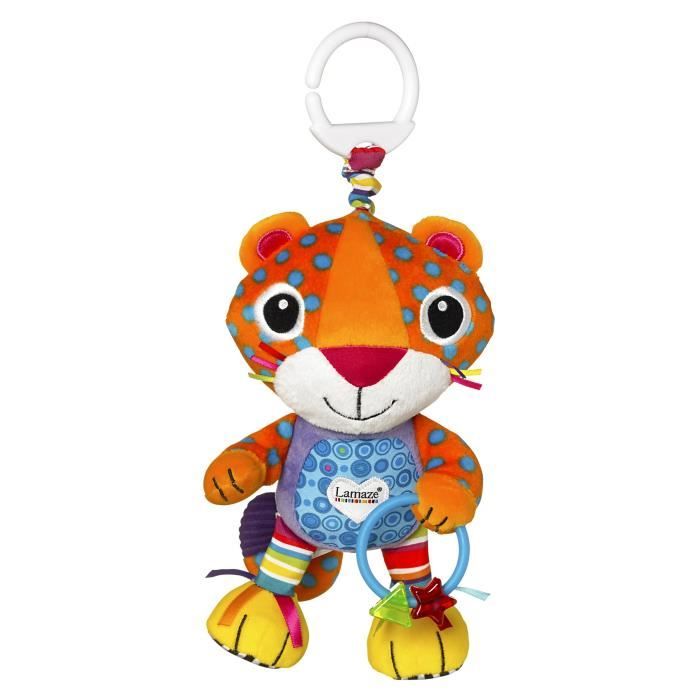 Peluche d'éveil Lionel le Léopard - LAMAZE - Jouet d'éveil pour bébé - Mixte - Orange et bleu