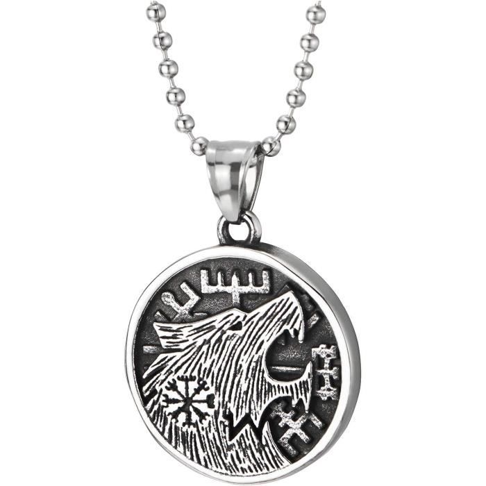 Hommes Collier Pendentif Flamme Vintage Viking Chaîne En