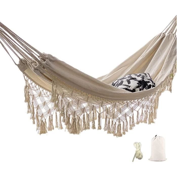 Hamac d'extérieur en coton portable pour jardin et camping - Bleu
