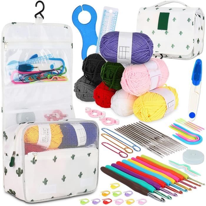 Kit Crochet Débutant Sac Bandoulière – Complet Avec Fil, Crochet, Aiguille, Marqueurs – Idéal Enfant/Adulte